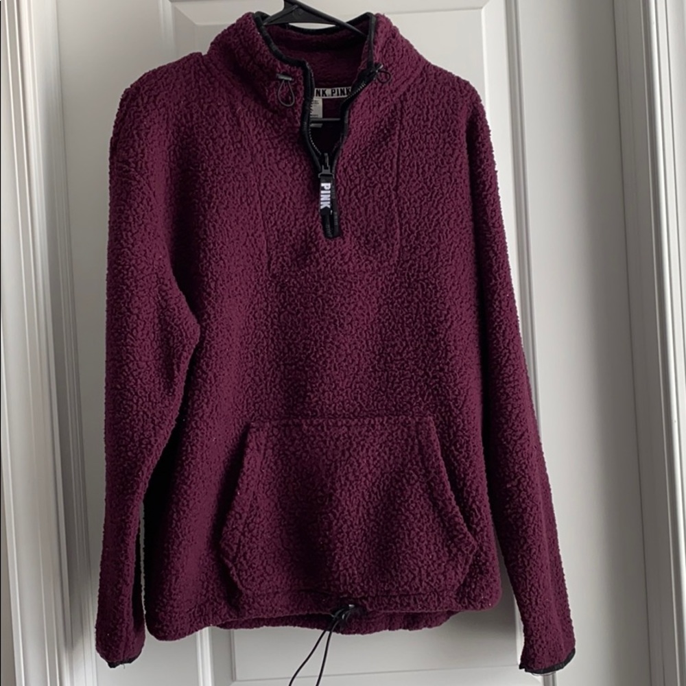 Pink Quarter Zip Teddy Jacket